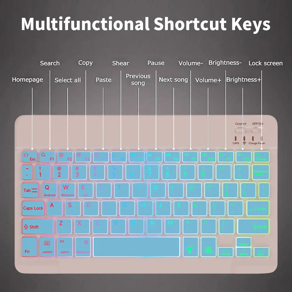 Wireless Backlit Keyboard for Ios Android Windows Systems Rechargeable Backlight 10 Inch Teclado for Mac Ipad Matepad Laptop