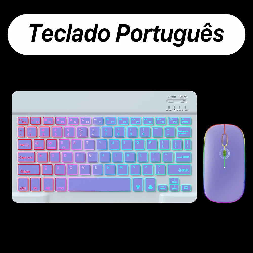 Wireless Backlit Keyboard for Ios Android Windows Systems Rechargeable Backlight 10 Inch Teclado for Mac Ipad Matepad Laptop