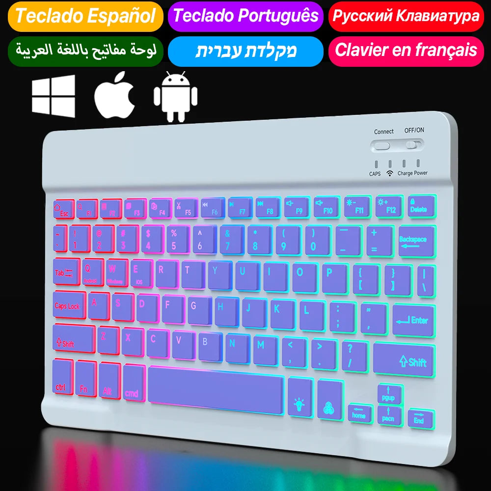 Wireless Backlit Keyboard for Ios Android Windows Systems Rechargeable Backlight 10 Inch Teclado for Mac Ipad Matepad Laptop
